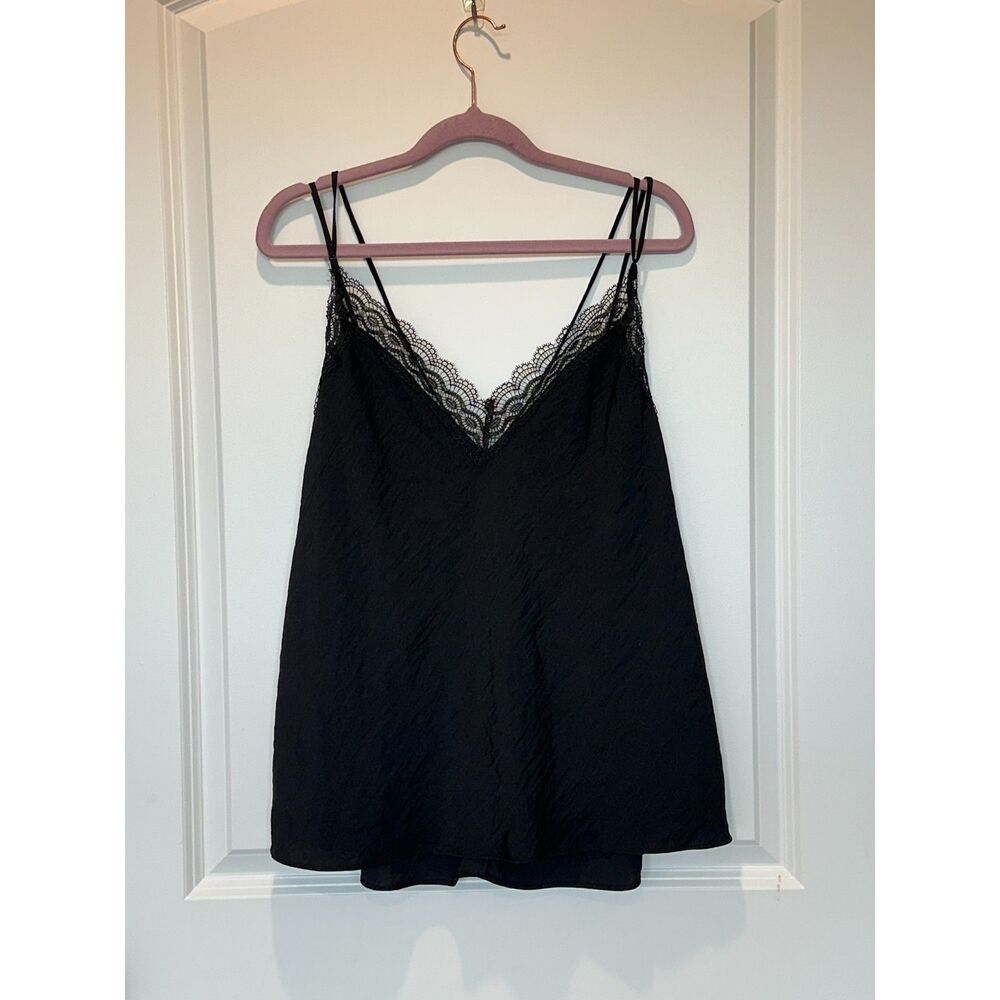 NWT Lilac & London Camisole Cross Back Lace Black Size XL